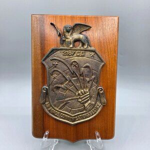Rare 1960s Air Force Communications Service Plaque 2187 CG Wood Backing